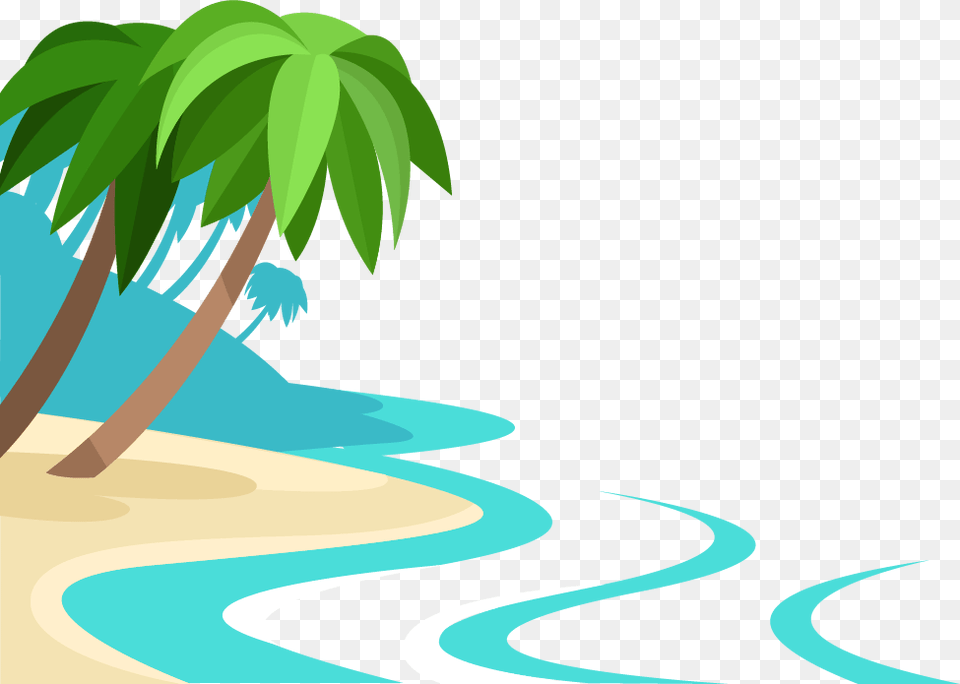 Cartoon Beach Transparent Background, Plant, Green, Tree, Summer Png Image