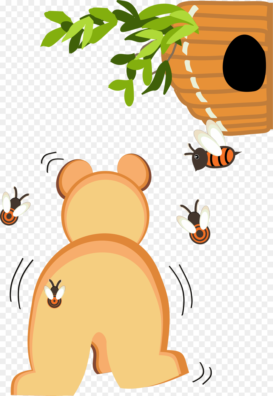 Cartoon Bear Walking Away, Animal, Mammal, Wildlife, Bee Free Png