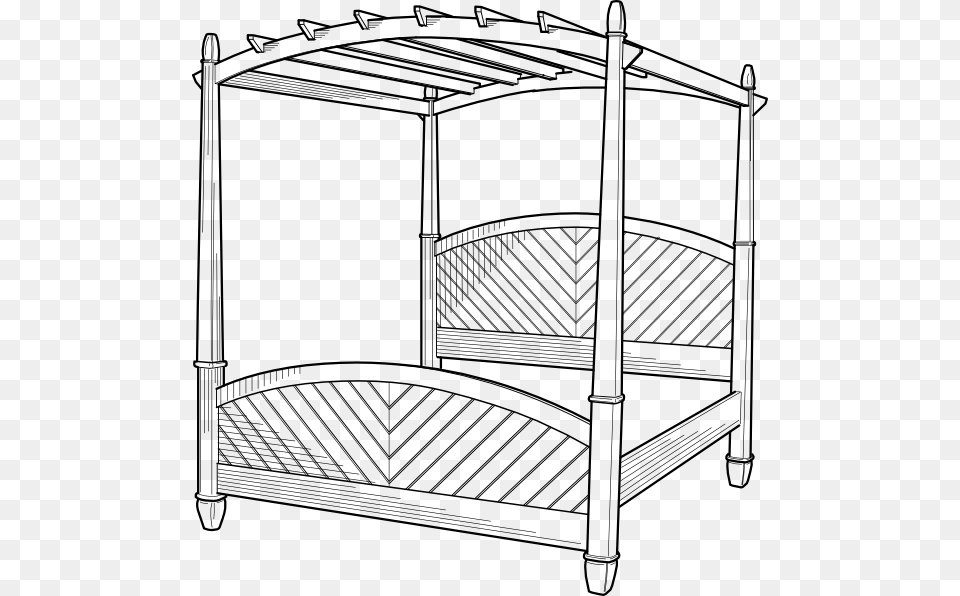 Cartoon Bed Four Poster Bed Sketch, Furniture, Crib, Infant Bed, Bunk Bed Free Png Download