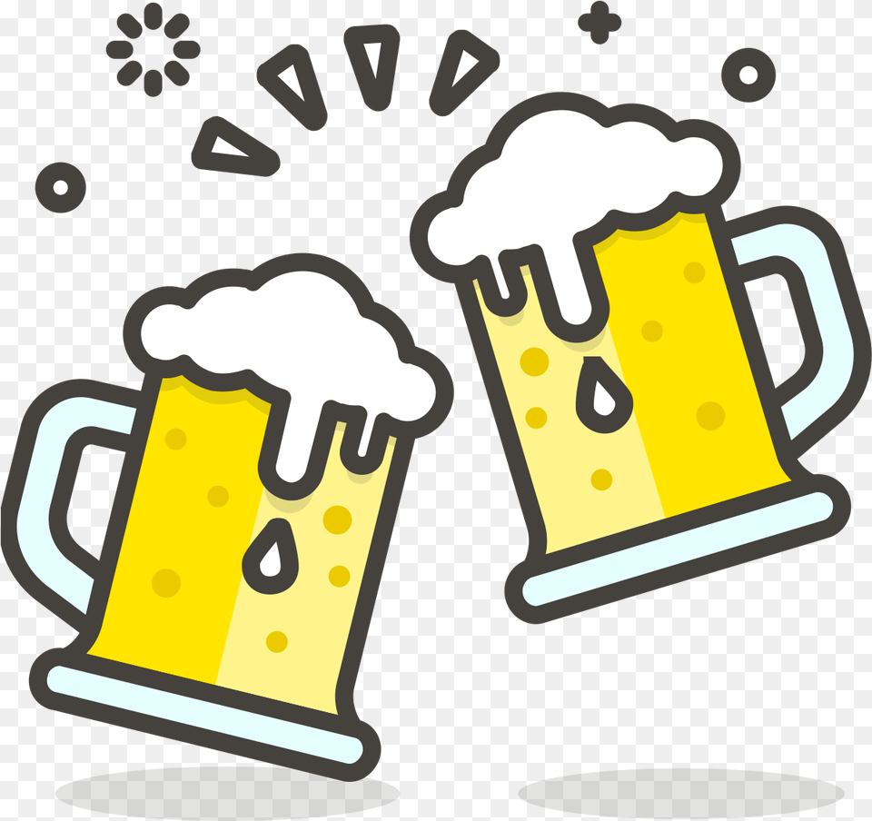 Cartoon Beer Mugs Clinking, Alcohol, Beverage, Cup, Glass Png