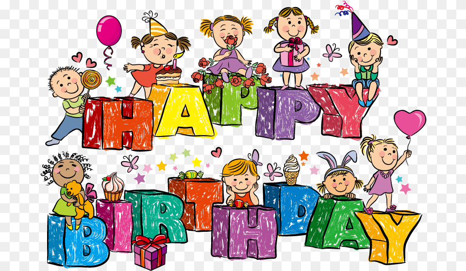Cartoon Birthday Vector Material Wordart Cartoon Birthday, Book, Comics, Publication, Baby Free Png Download