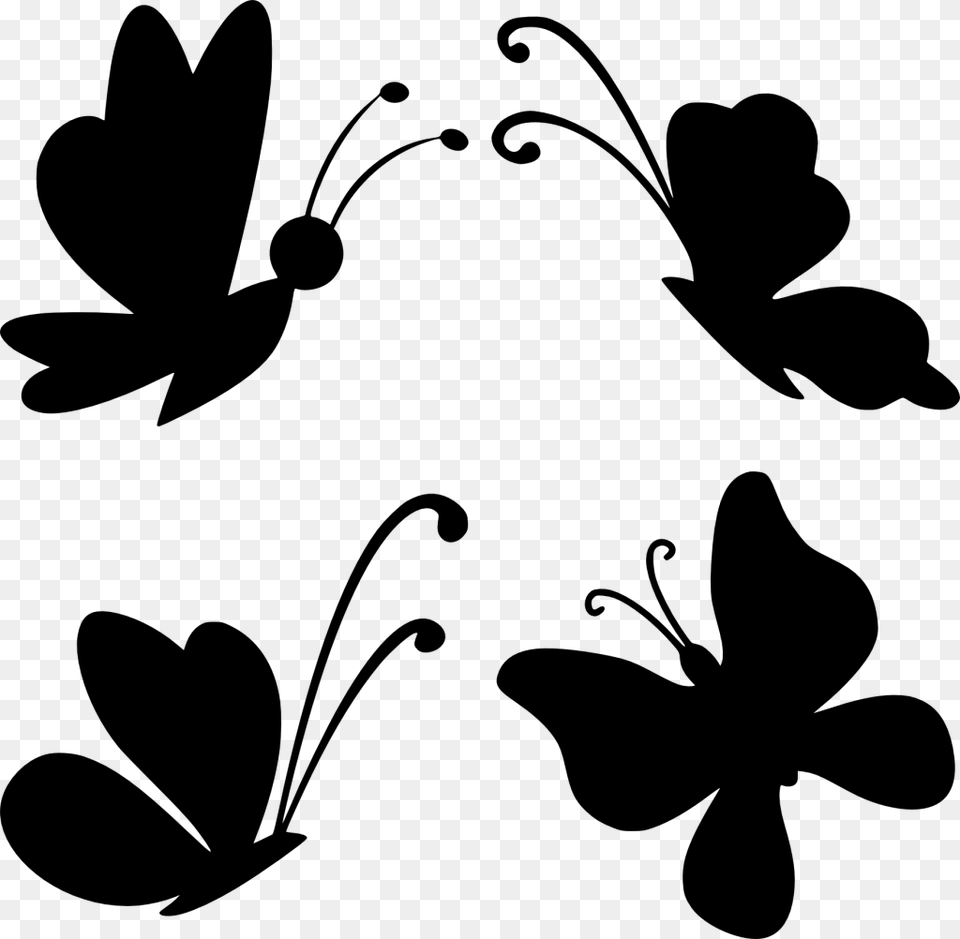 Cartoon Black And White Butterfly, Gray Free Transparent Png