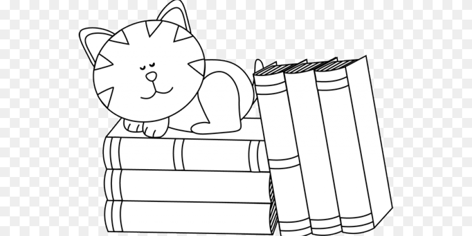 Cartoon Black And White Cat Domestic Short Haired Cat, Book, Publication, Face, Head Png