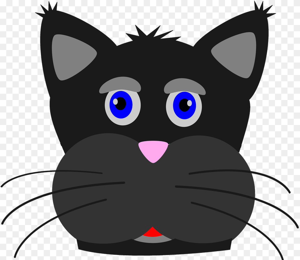 Cartoon Black Cat Face Clipart, Animal, Mammal, Pet, Fish Free Png