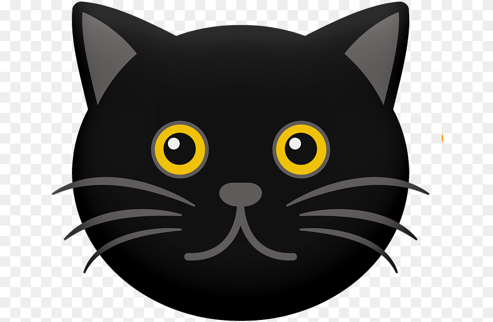 Cartoon Black Cat Face Clipart, Animal, Mammal, Pet, Black Cat Png Image