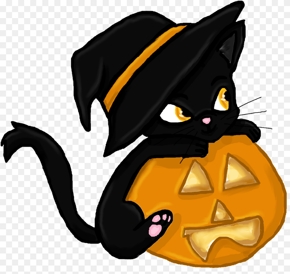 Cartoon Black Cat Halloween, Baby, Person, Festival, Animal Free Transparent Png