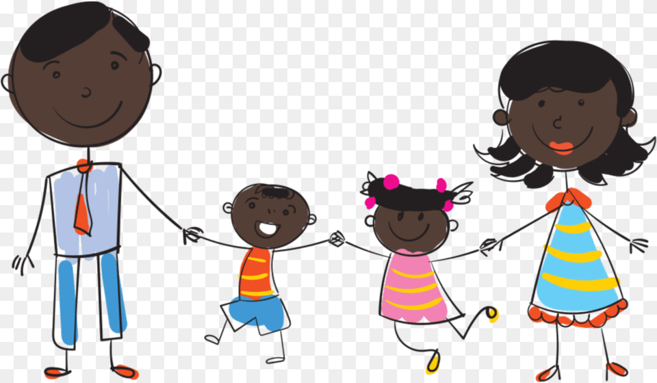 Cartoon Black Family Of, Clothing, Hat, Baby, Person Png Image