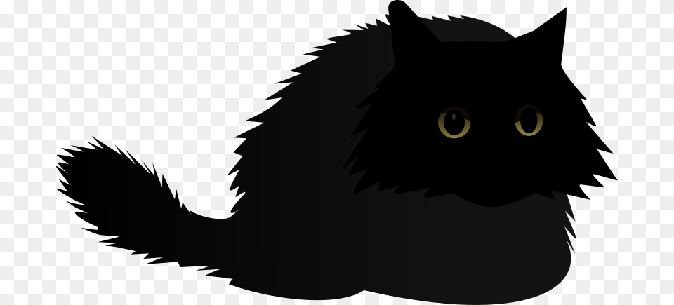 Cartoon Black Fluffy Cat, Animal, Black Cat, Mammal, Pet Free Transparent Png