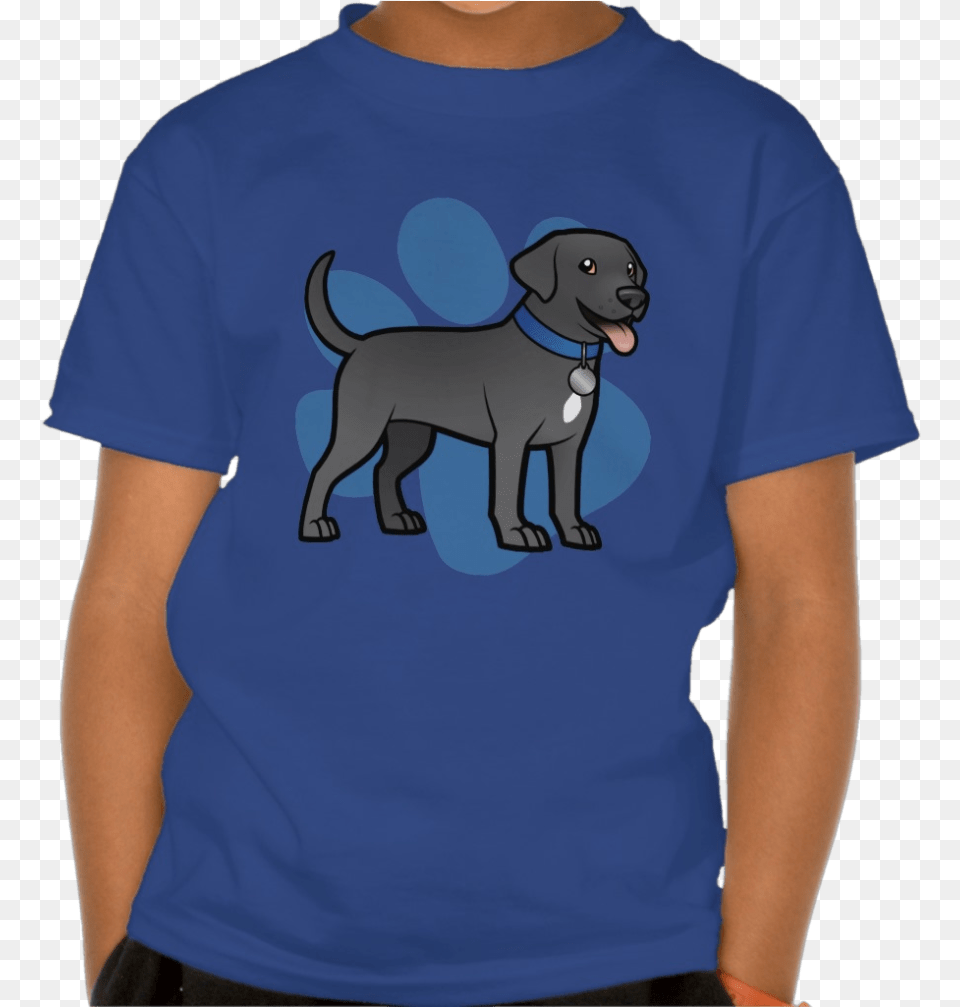 Cartoon Black Lab Blue Tshirt, Clothing, T-shirt, Animal, Canine Free Png