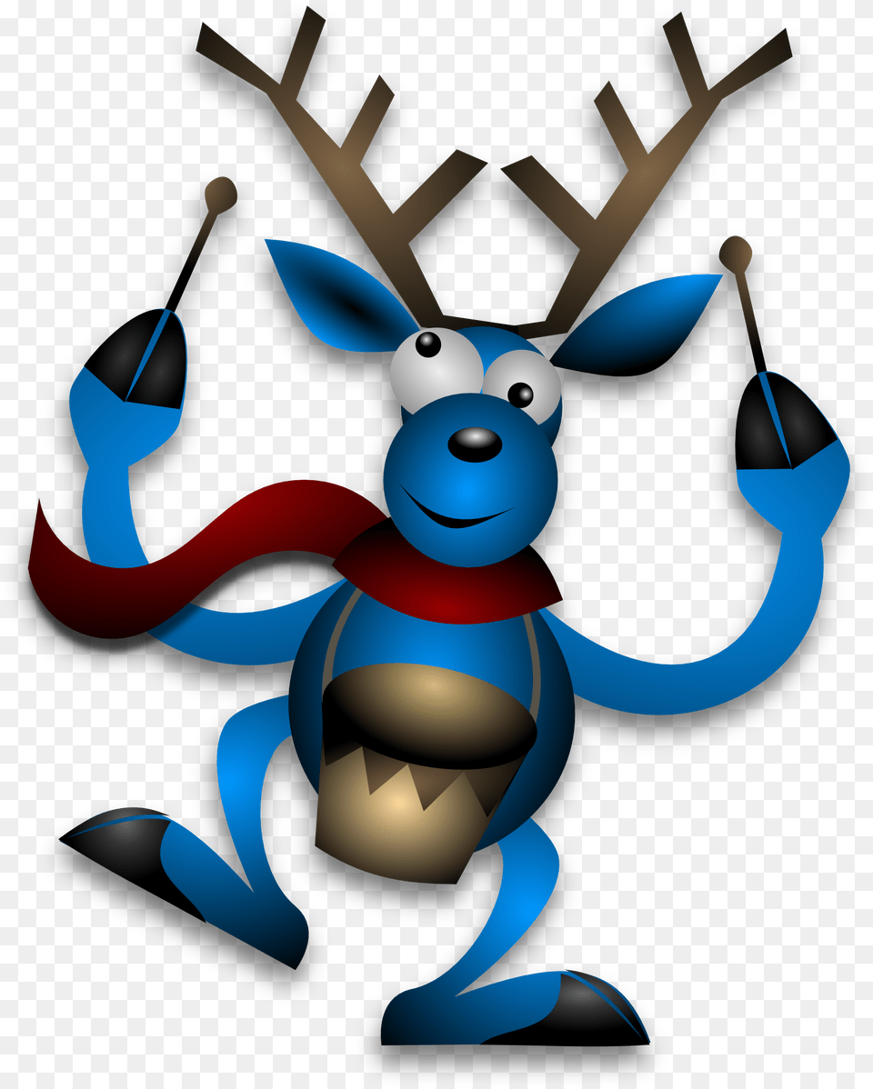 Cartoon Blue Reindeer Drummer The Best Christmas Present Broken Drum, Animal, Deer, Mammal, Wildlife Free Png Download