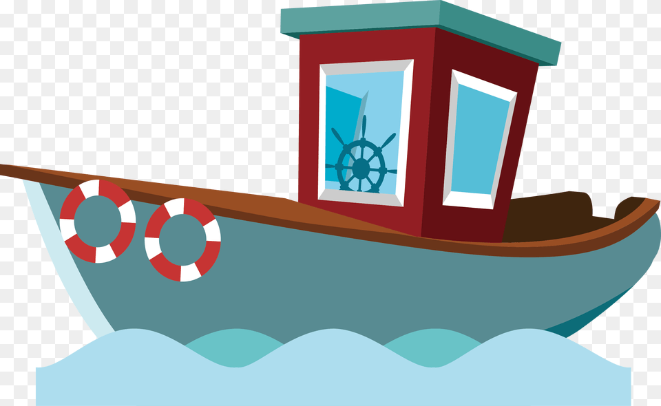 Cartoon Boat Fishing Boat Cartoon, Water, Transportation, Vehicle, Watercraft Free Transparent Png