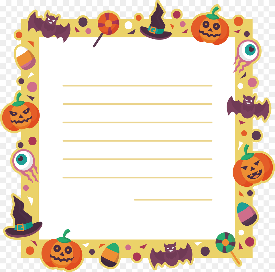 Cartoon Border Halloween Message Card Download, Text, Face, Head, Person Png Image