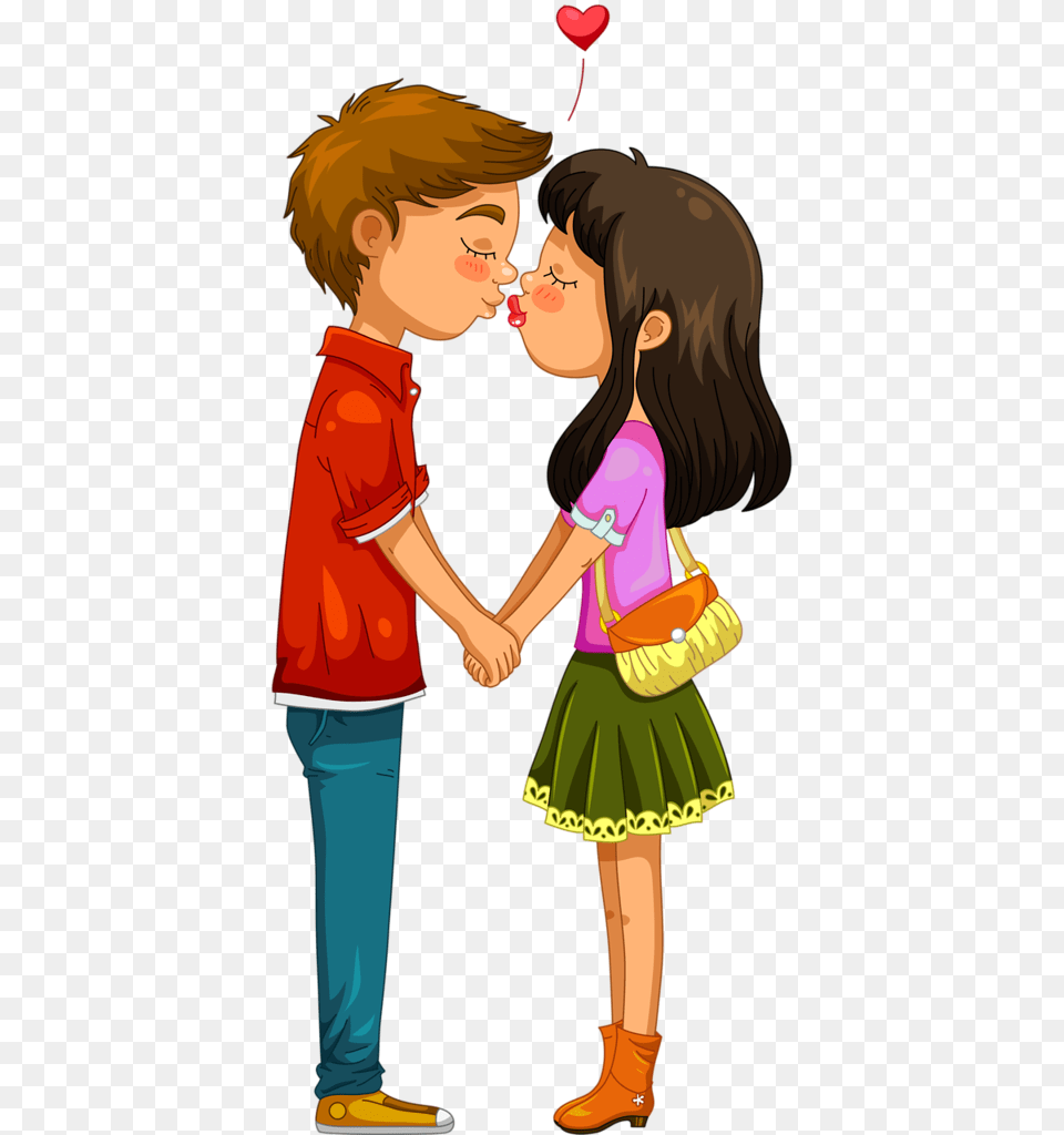 Cartoon Boy And Girl Kiss, Person, Adult, Female, Woman Png Image