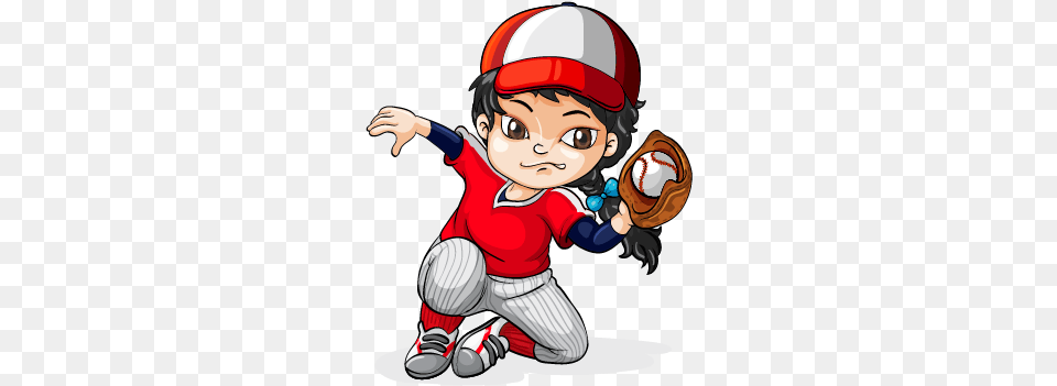 Cartoon Boy Baseball Clipart Clip Black And White Library Girl Baseball Player Clip Art, Person, People, Baby, Publication Png Image