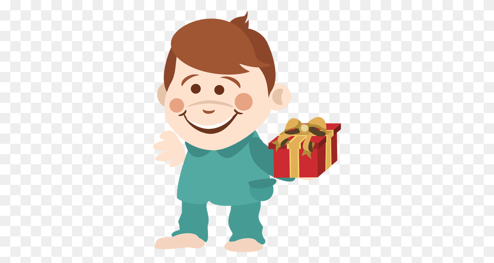 Cartoon Boy Holding Giftbox, Baby, Person, Face, Head Png