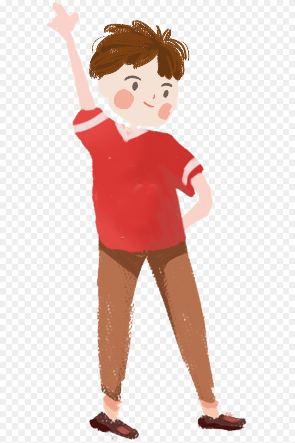Cartoon Boy Raising Hand To Answer Element Download Cartoon, Baby, Person, Long Sleeve, Sleeve Free Png