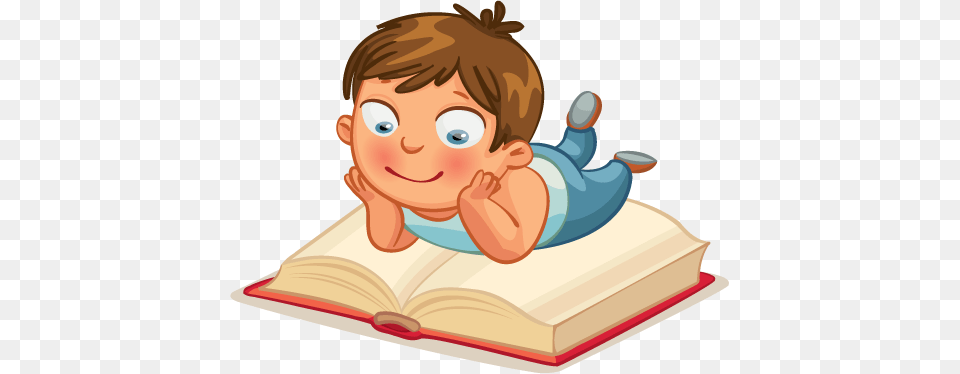 Cartoon Boy Reading Drawing Book For Kids Book, Person, Publication, Face, Head Png