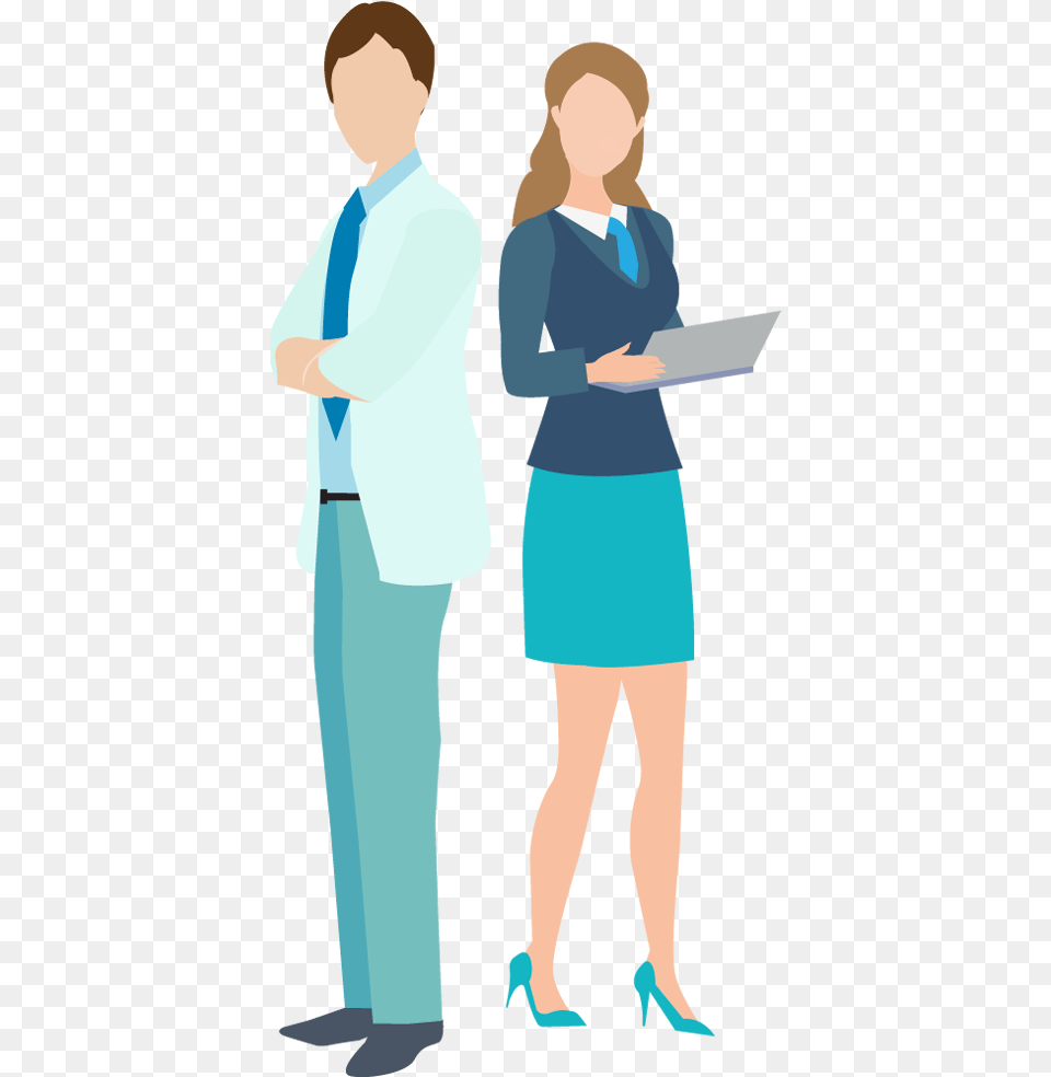 Cartoon Business Man And Woman Holding Laptop Illustration, Adult, Female, Person, Male Png Image