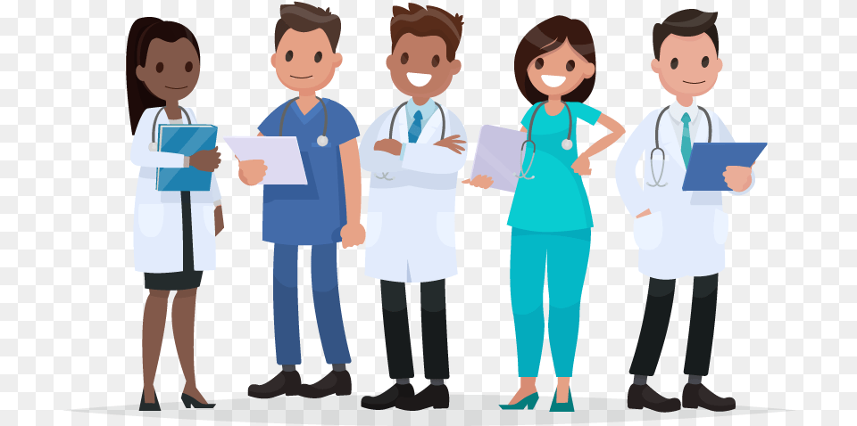 Cartoon Business People Different Professions Jobs Illustration, Clothing, Coat, Lab Coat, Person Png Image