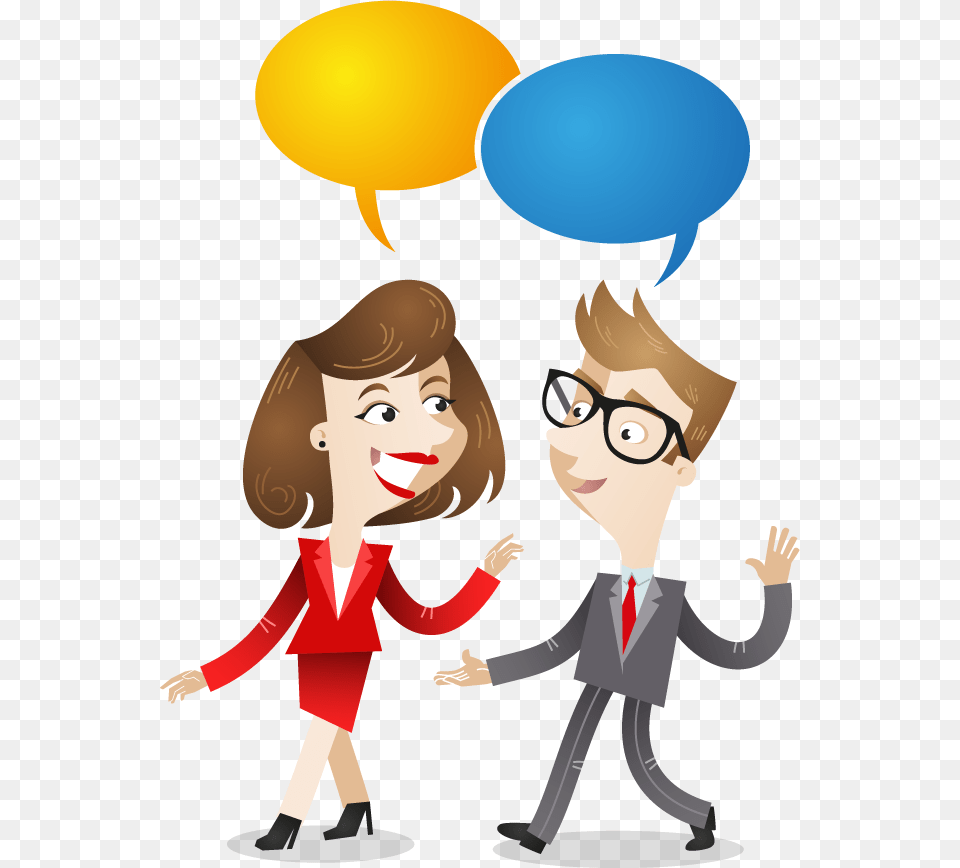 Cartoon Business People Talking Clipart People Having Conversation Cartoon, Person, Balloon, Woman, Female Free Png Download