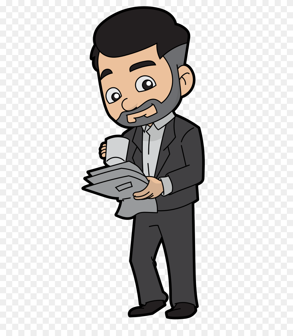 Cartoon Businessman Drinking Coffee, Baby, Clothing, Formal Wear, Person Free Transparent Png