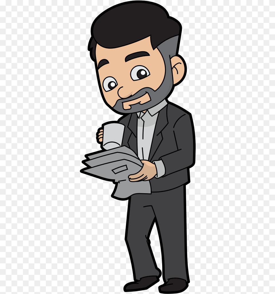 Cartoon Businessman Drinking Coffee Person Drinking Coffee Cartoon, Baby, Book, Comics, Publication Free Png Download