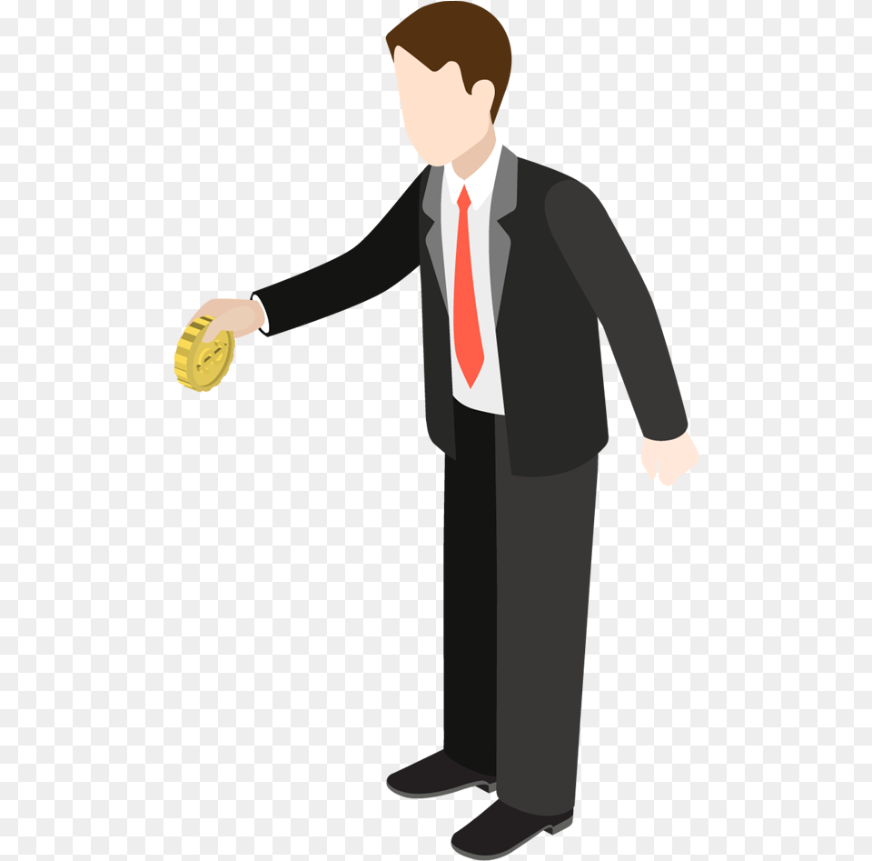 Cartoon Businessman Holding Gold Coin Stock Photos Cartoon Holding Gold Coin, Clothing, Suit, Formal Wear, Adult Free Png Download