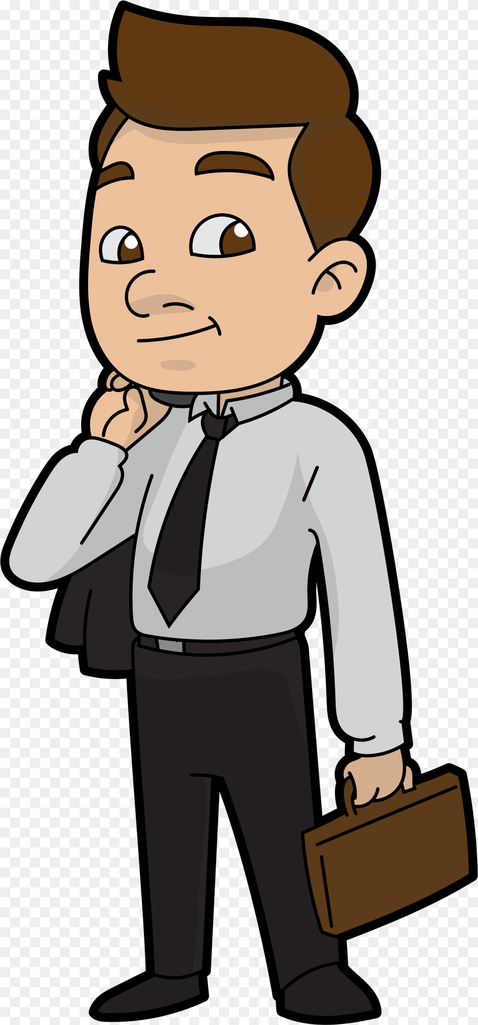 Cartoon Businessman Ready For Work, Bag, Person, Face, Head Free Png