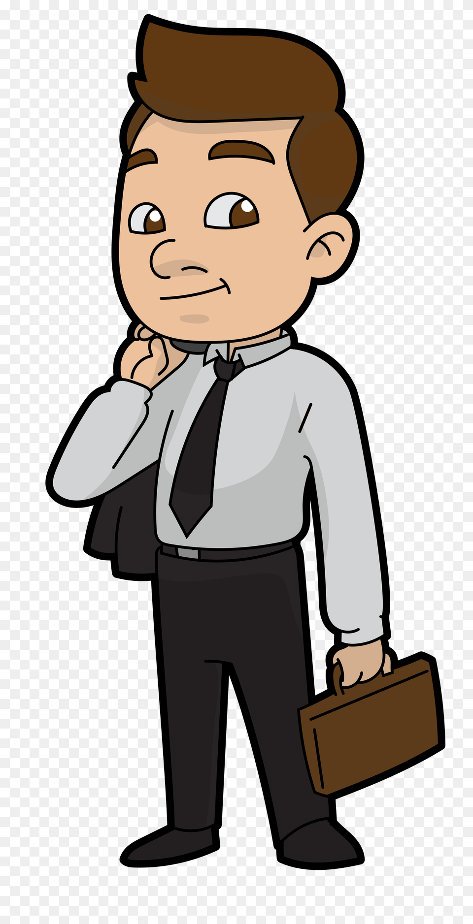 Cartoon Businessman Ready For Work, Bag, Person, Accessories, Formal Wear Free Transparent Png