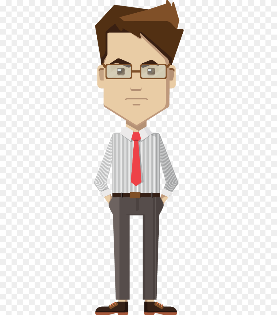 Cartoon Businessman Standing And Unhappy Person Clipart, Accessories, Shirt, Tie, Formal Wear Png Image