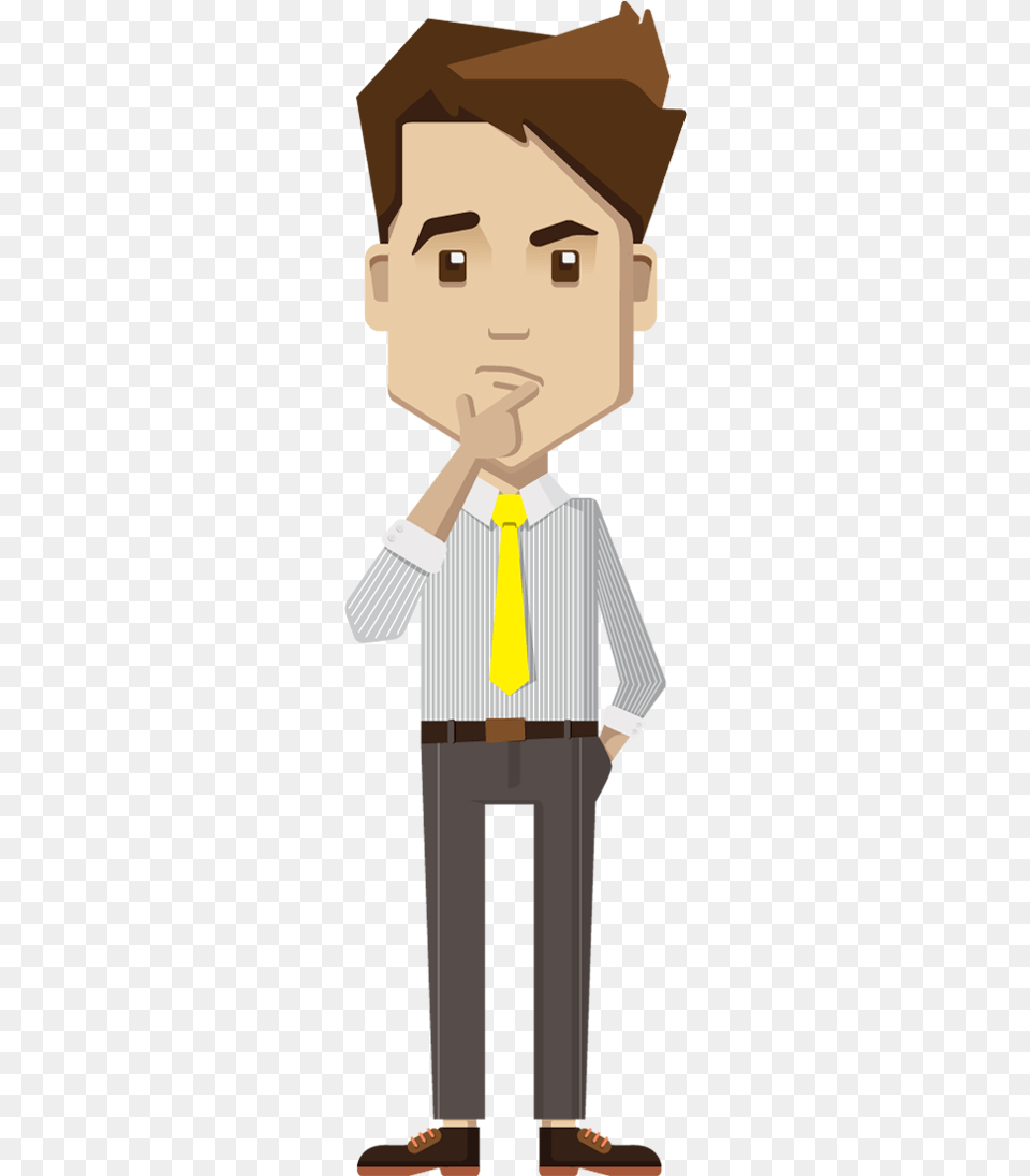 Cartoon Businessman Thinking Person Thinking Cartoon, Accessories, Shirt, People, Tie Png Image
