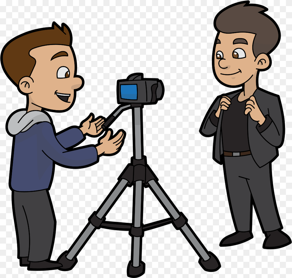 Cartoon Cameraman Directing A Marketing Video Cartoon Camera Man Clip Art, Photography, Tripod, Person, Face Free Transparent Png