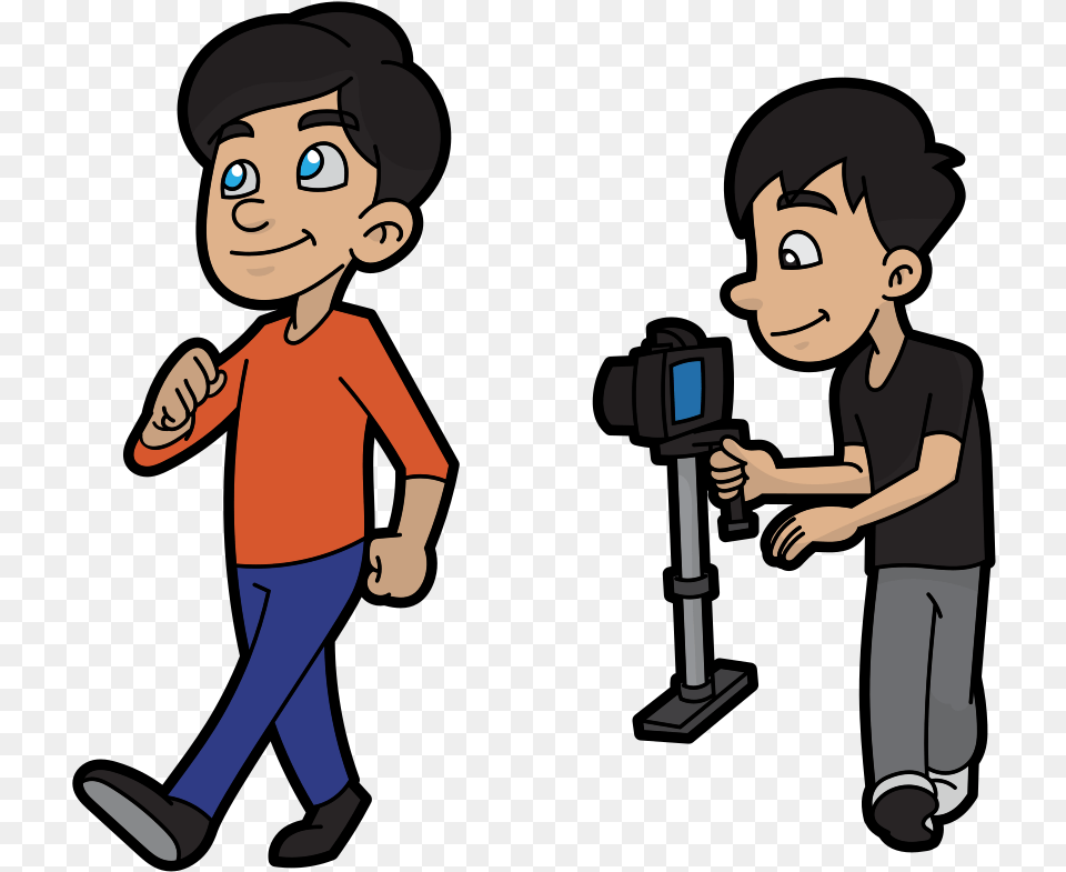 Cartoon Cameraman Filming A Filming Cartoon, Baby, Person, Face, Head Free Png