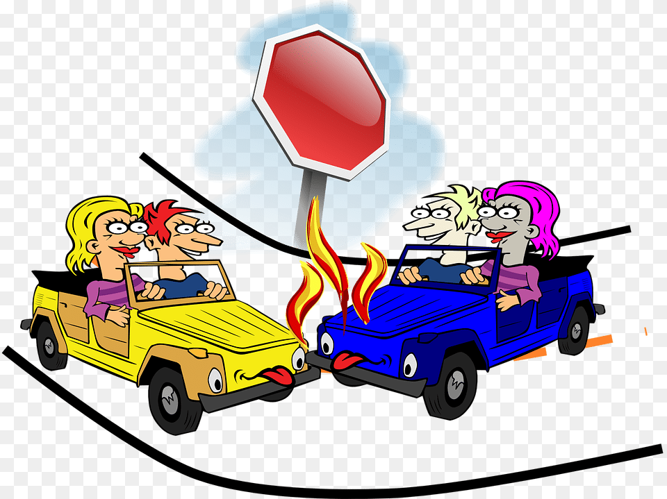 Cartoon Car Accident Free Car Crash Clipart, Symbol, Sign, Baby, Person Png Image