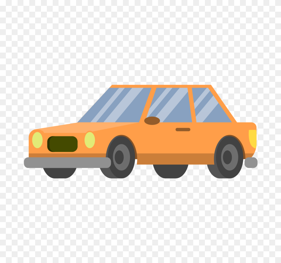 Cartoon Car Icon Orange Color Background Image, Transportation, Vehicle, Machine, Wheel Png