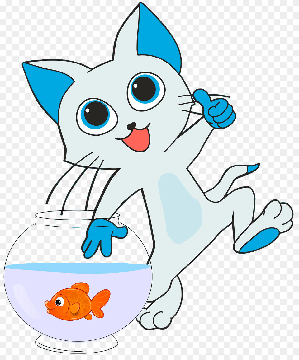 Cartoon Cat Catching A Fish Clipart, Animal, Sea Life, Shark Free Transparent Png