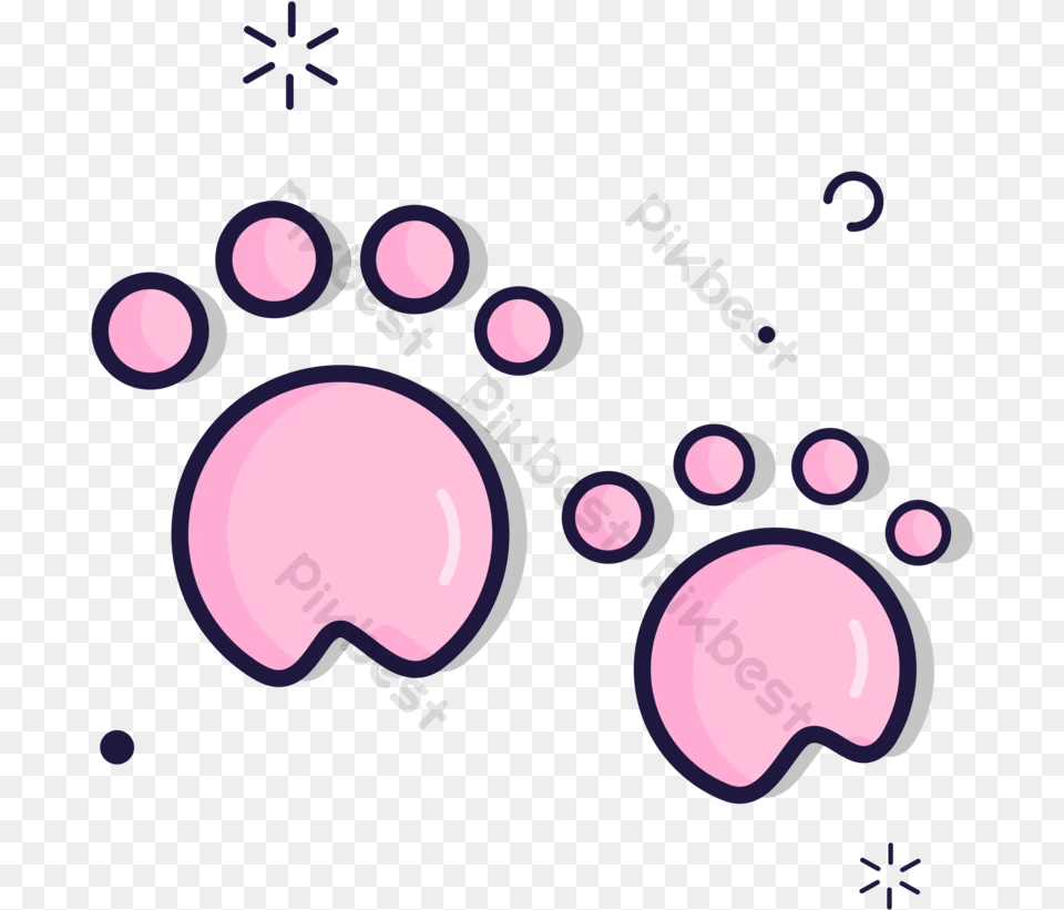 Cartoon Cat Paw Print Icon Vector Dot, Purple Free Png