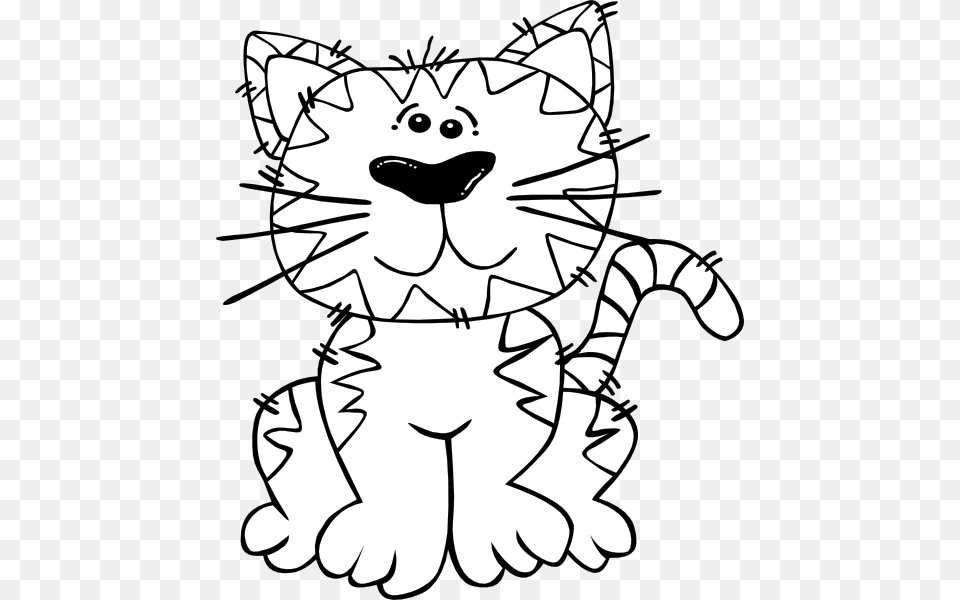 Cartoon Cat Sitting Outline Clip Art Vector, Stencil, Drawing, Baby, Person Free Png Download