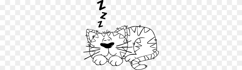 Cartoon Cat Sleeping Outline Clip Art, Drawing, Doodle, Baby, Person Free Transparent Png