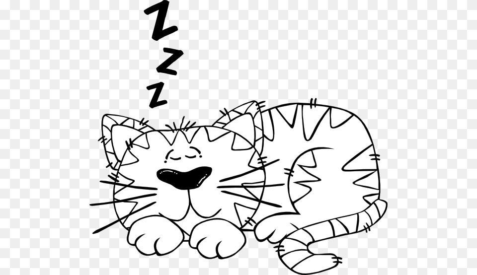 Cartoon Cat Sleeping Outline Clip Art Vector, Doodle, Drawing Free Transparent Png