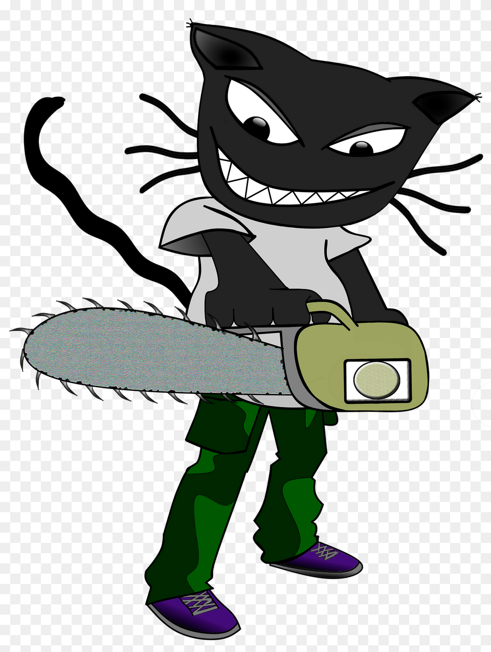 Cartoon Cat With A Chainsaw Clipart, Baby, Person, Device, Face Png