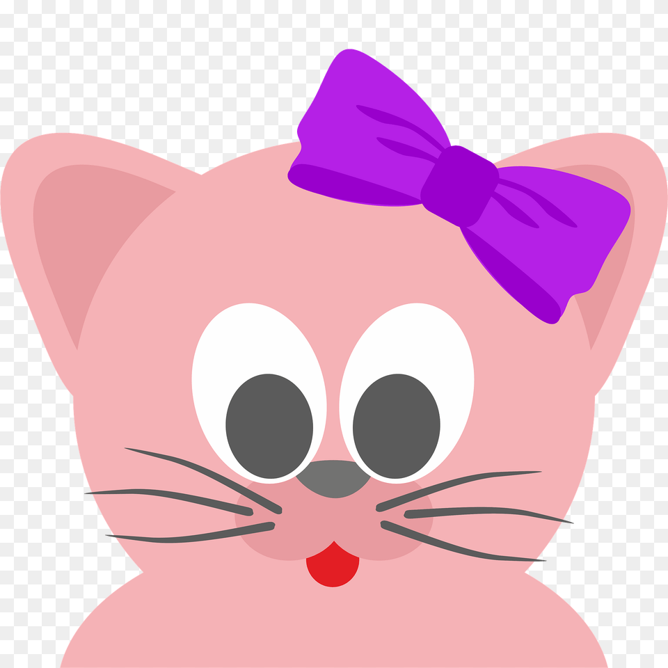 Cartoon Cat With Hair Bow Clipart, Accessories, Formal Wear, Tie, Baby Png Image