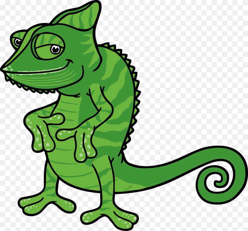 Cartoon Chameleon, Green, Animal, Lizard, Reptile Free Png Download