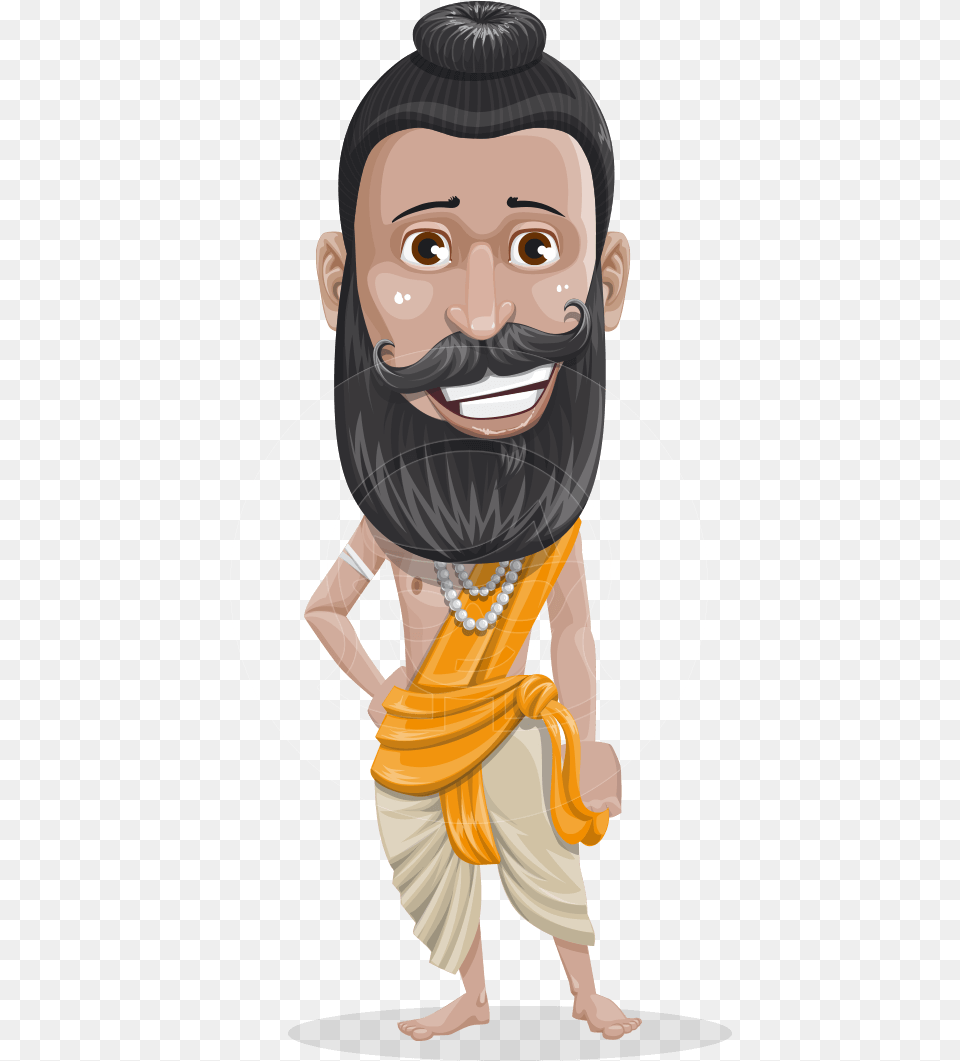 Cartoon Character Of Indian Priest, Baby, Person, Face, Head Png