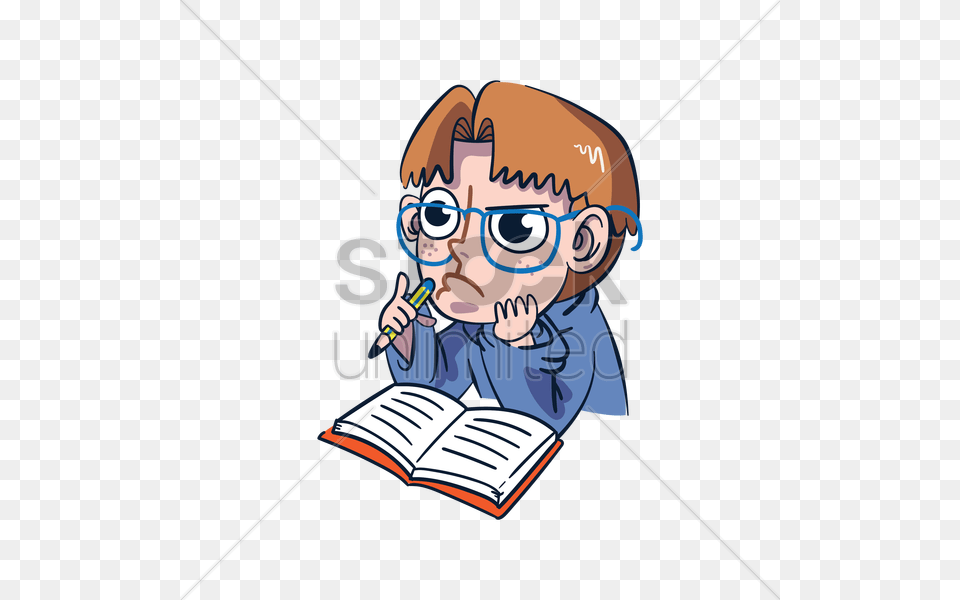 Cartoon Character Studying Vector Image, Person, Photography, Reading, Book Free Png Download