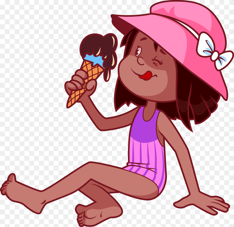 Cartoon Child Clip Art Eat Ice Cream Clipart, Food, Clothing, Dessert, Ice Cream Free Png Download