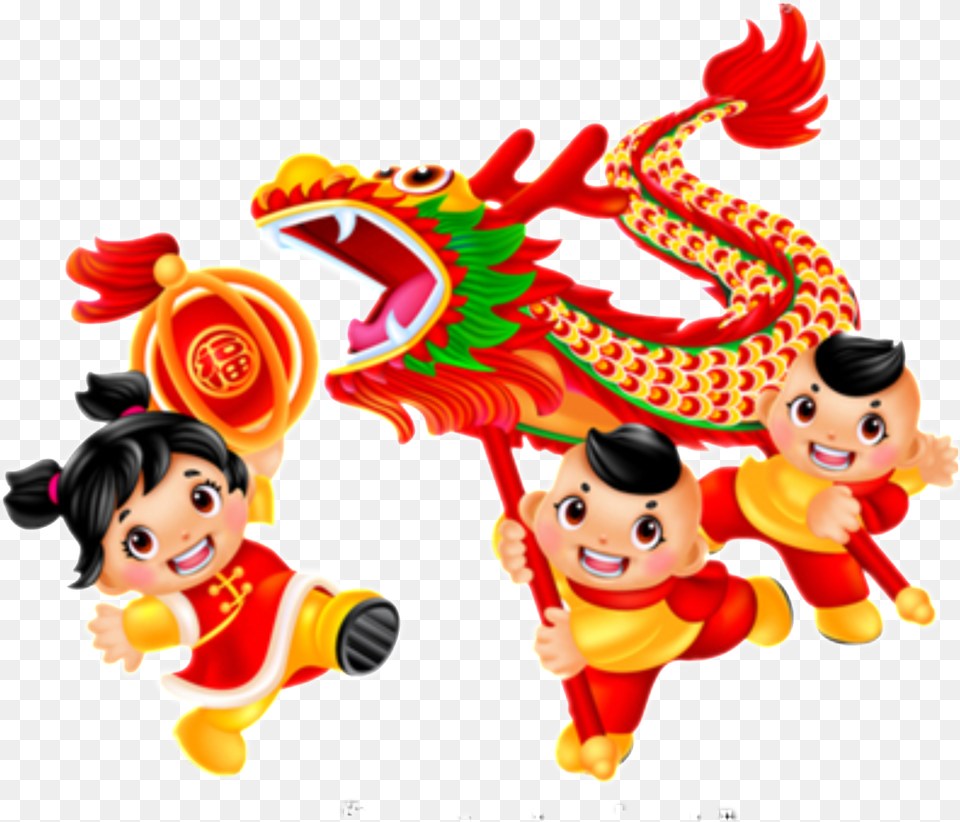 Cartoon Children Lion Dance Decorative Elements Lion Dance, Baby, Person, Face, Head Free Transparent Png