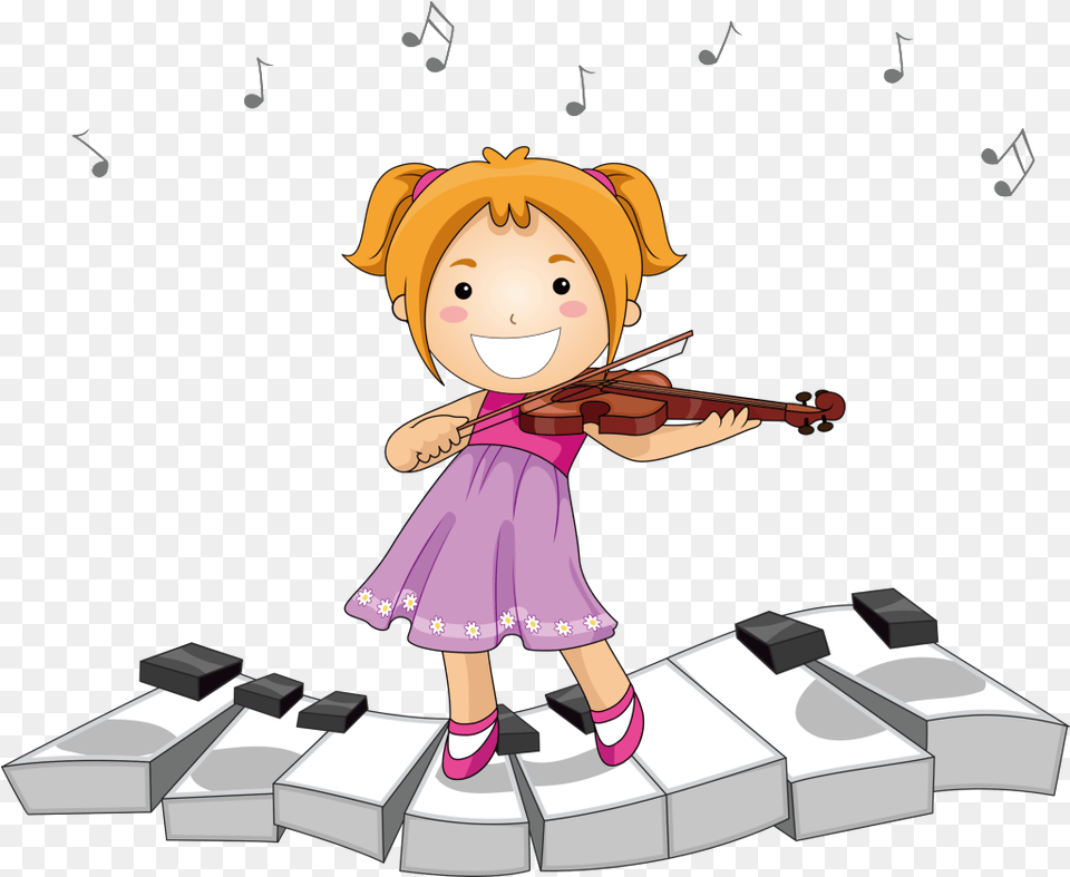 Cartoon Children Piano Decorative Learn An Instrument Clipart, Girl, Child, Person, Female Free Png Download