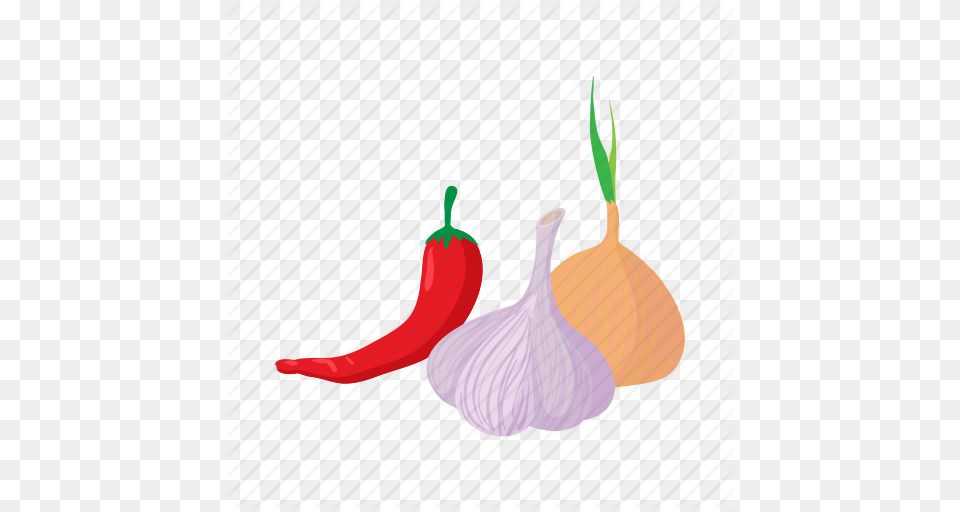 Cartoon Chili Garlic Healthy Onion Pepper White Icon, Food, Produce, Plant, Vegetable Free Png Download