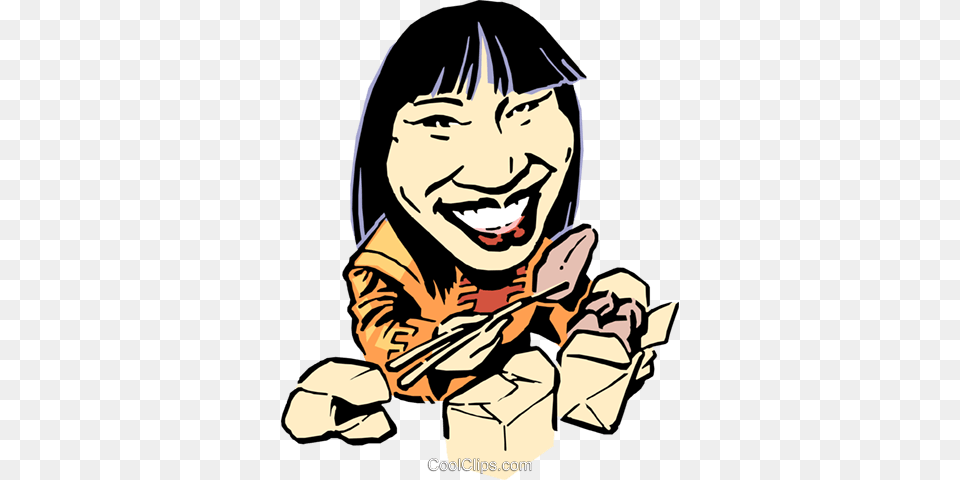 Cartoon Chinese Girl With Chopsticks Royalty Vector Clip Art, Book, Comics, Publication, Person Free Transparent Png